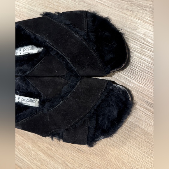 Papillio By Birkenstock Daytona Shearling Sandal Black Fuzzy Slide - Picture 5 of 5